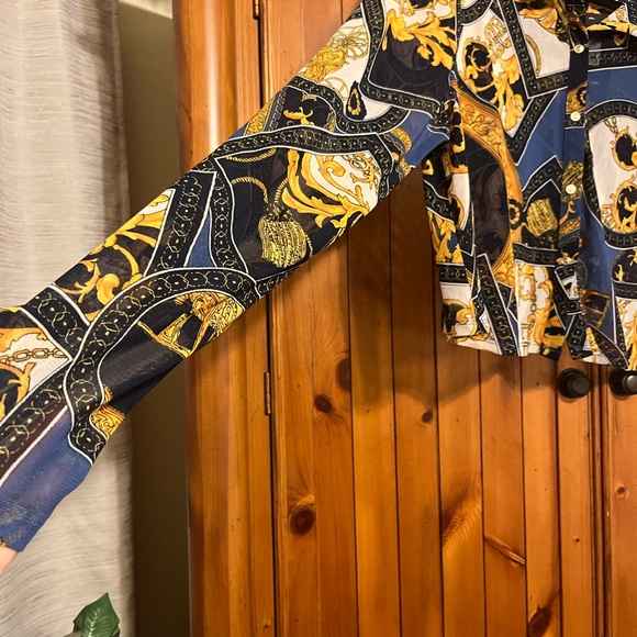 Fashion Nova Collard Mesh Blouse 3X - Picture 2 of 4